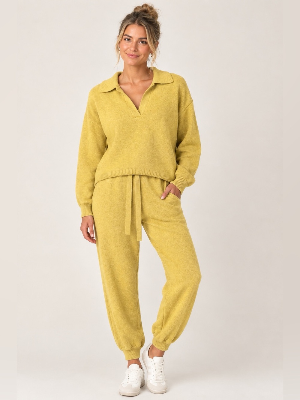 CAARA V-Neck Sweater Jogger Set